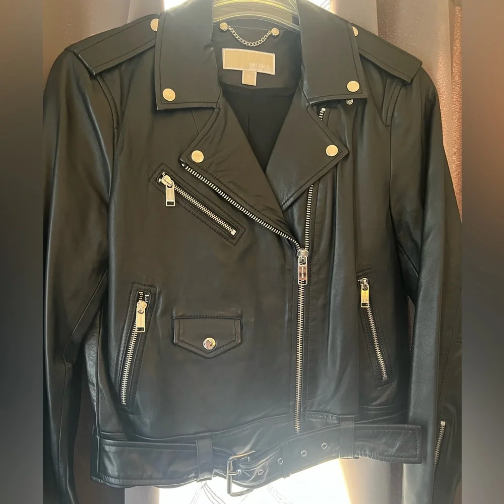 Michael Kors Moto Leather Jacket - Picture 4 of 10